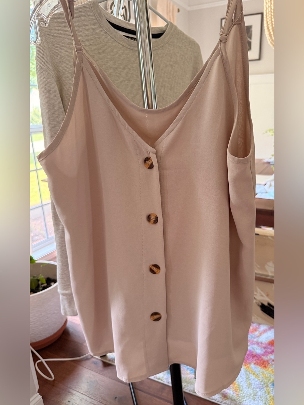 Stylish Blush Button-Front Cami Top